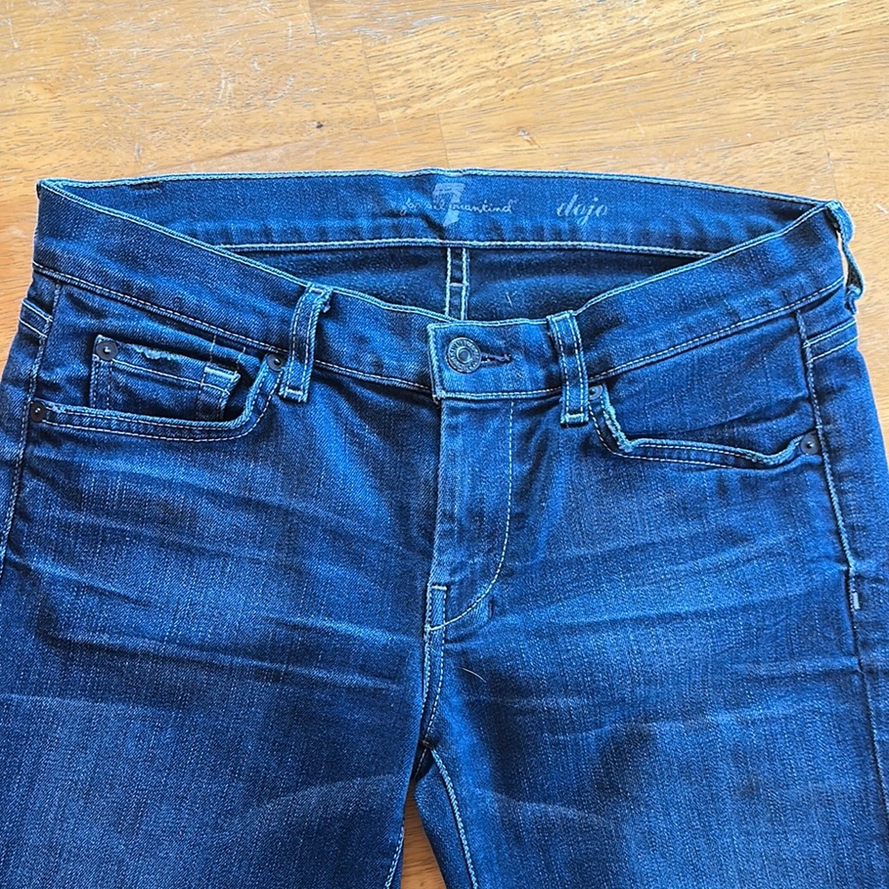 7 For All Mankind Blue Flare Wide Leg Jeans